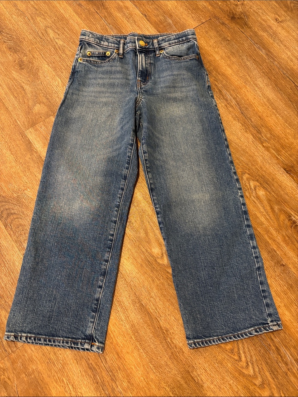 Crewcuts Relaxed Wide-Leg Washed Blue Denim Jeans Boys Size 10 EUC